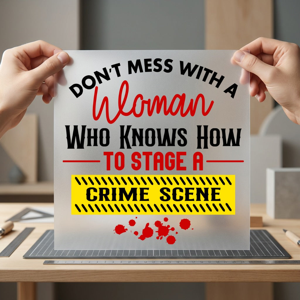 Crime Scene Woman Humorous Halloween Funny Ready to Press DTF Transfer for Dtf