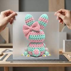 Crochet Bunny Bow Kawaii Easter Aesthetic Ready to Press DTF Transfer for Dtf
