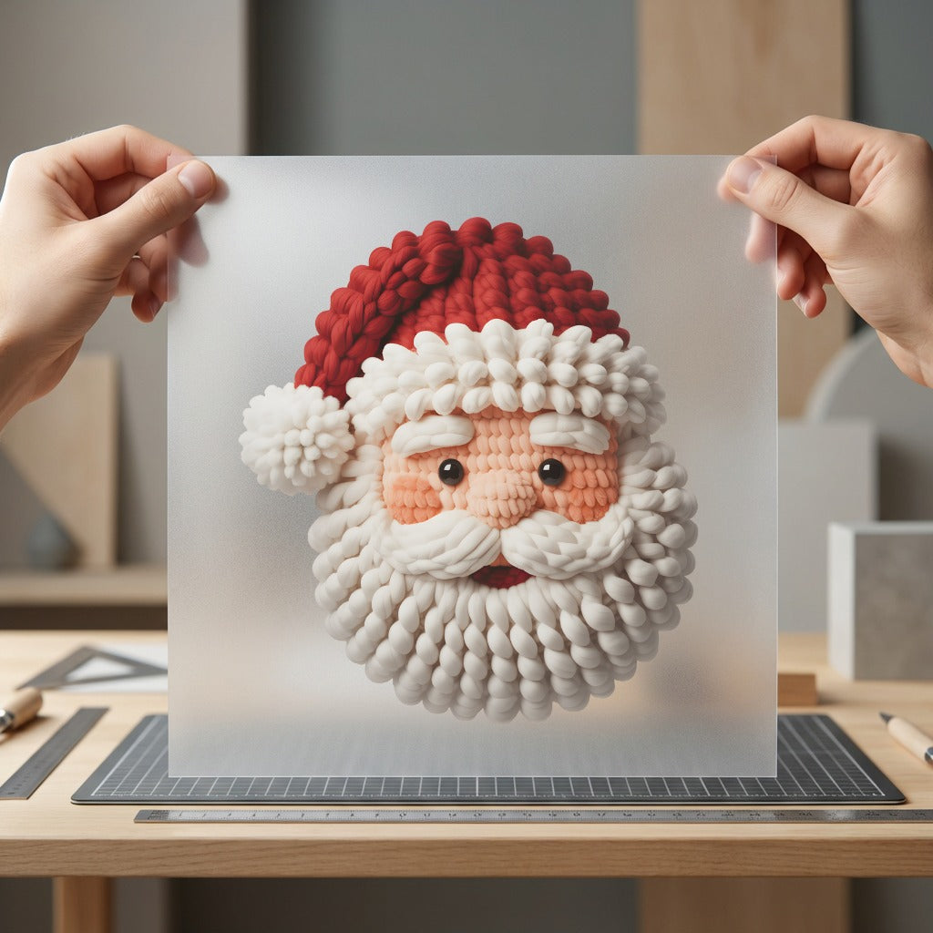 Crochet Santa Face Christmas Christmas Ready to Press DTF Transfer for Dtf