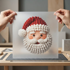 Crochet Santa Face Christmas Christmas Ready to Press DTF Transfer for Dtf