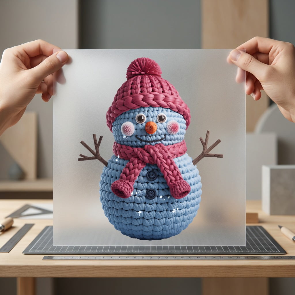 Crochet Snowman Cozy Winter Christmas Winter Ready to Press DTF Transfer for Dtf