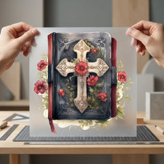 Cross Bible Floral Vintage Faith Bible Ready to Press DTF Transfer for Dtf