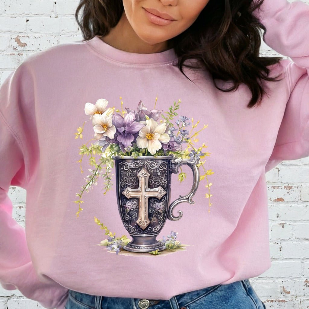 Cross in Chalice | Abundant Grace Sweatshirt - Luckets.com