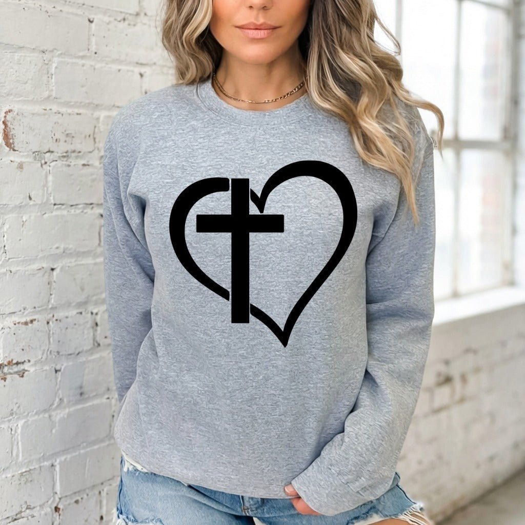 Cross in Heart | Faith & Love Sweatshirt - Luckets.com