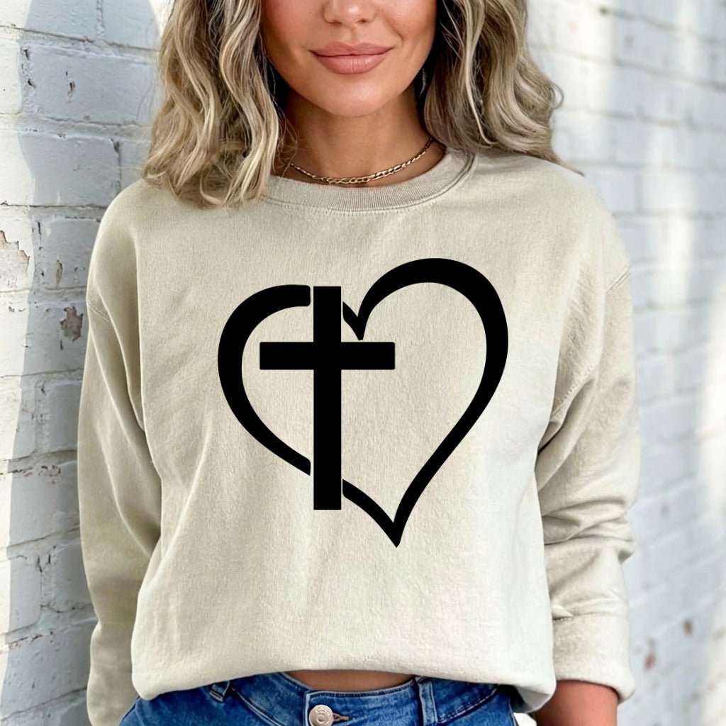 Cross in Heart | Faith & Love Sweatshirt - Luckets.com