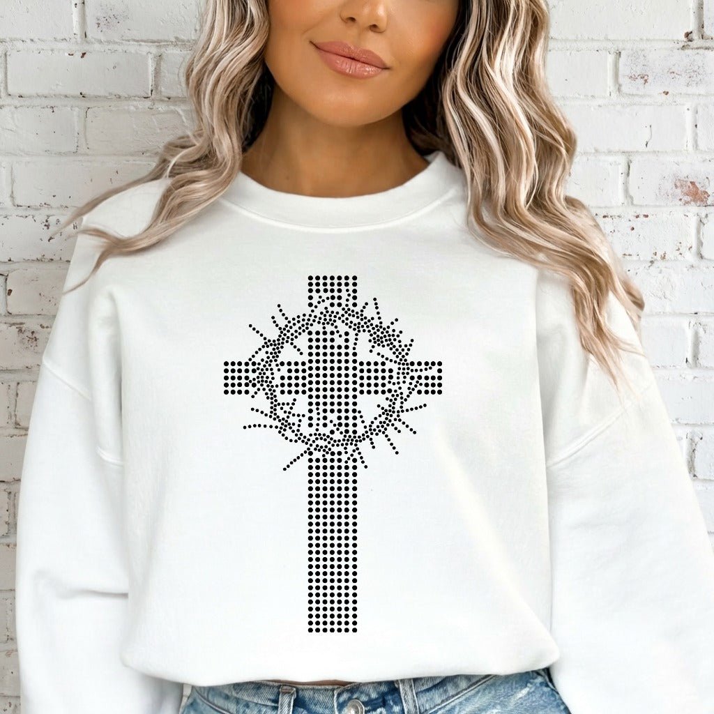 Crown of Thorns Cross | Sacred & Humble Sweatshirt - Luckets.com