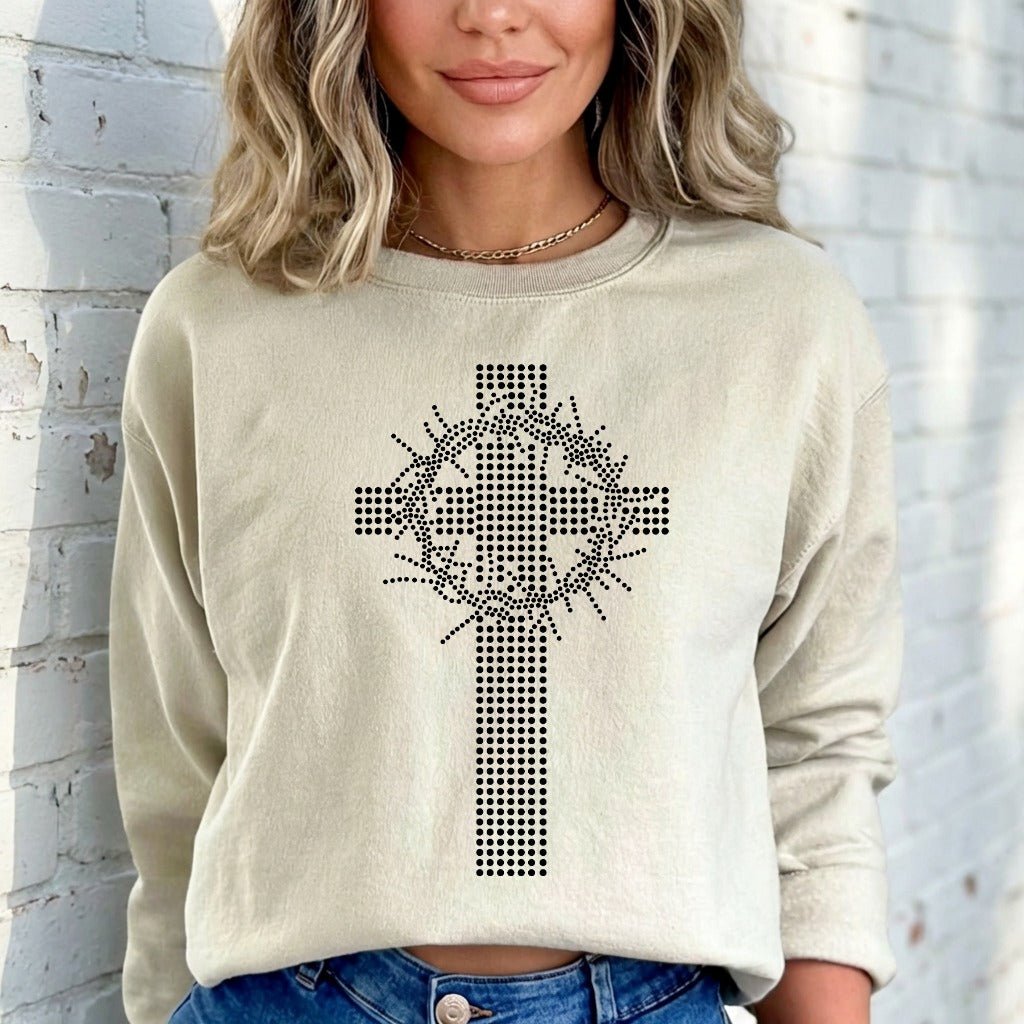 Crown of Thorns Cross | Sacred & Humble Sweatshirt - Luckets.com