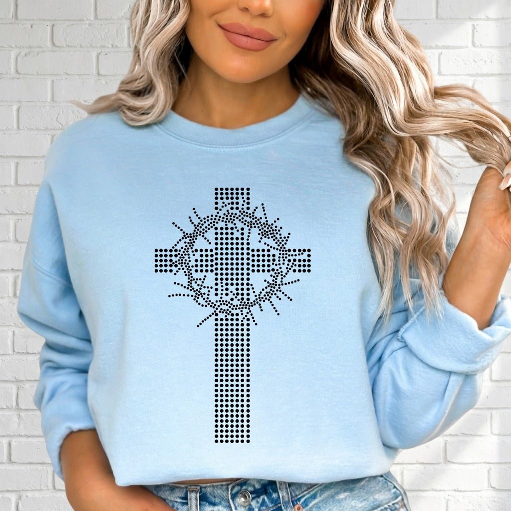 Crown of Thorns Cross | Sacred & Humble Sweatshirt - Luckets.com
