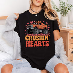 Crushin Hearts Monster Truck Valentine Funny Ready to Press DTF Transfer for Dtf