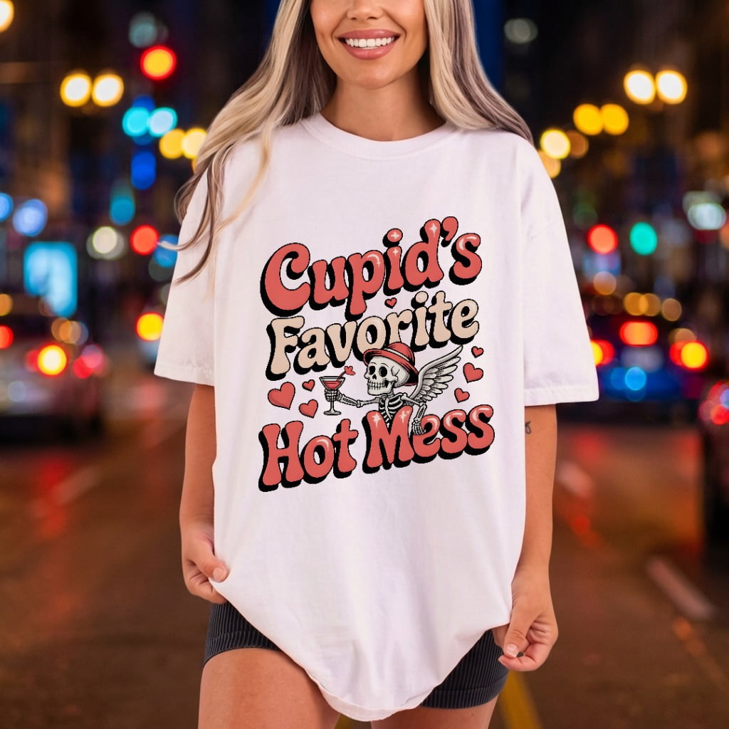 Cupid Favorite Hot Mess Halloween Valentine Ready to Press DTF Transfer for Dtf