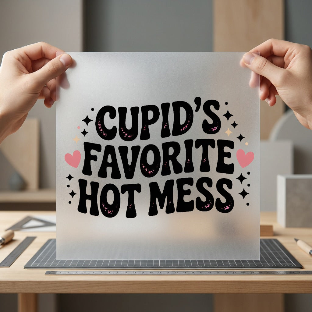 Cupid Favorite Hot Mess Valentine Funny Ready to Press DTF Transfer for Dtf