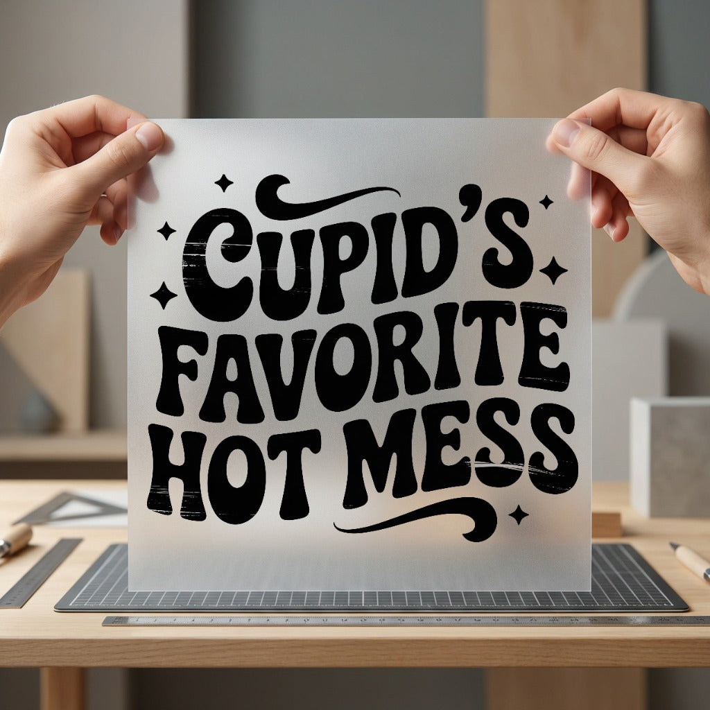 Cupid Favorite Hot Mess Valentine Funny Ready to Press DTF Transfer for Dtf