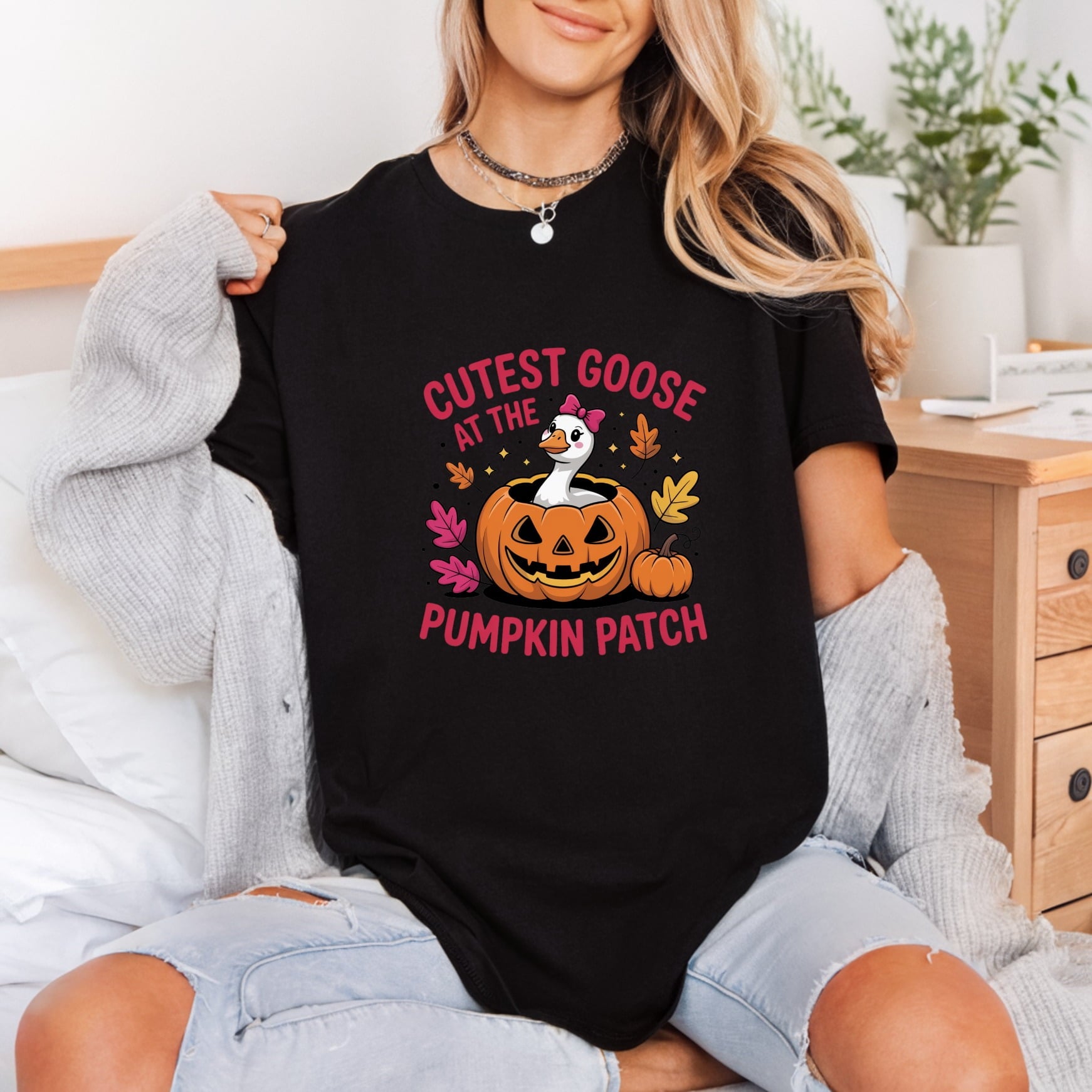 Cutest Goose Pumpkin Patch Halloween Thanksgiving Ready to Press DTF Transfer for Dtf