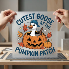 Cutest Goose Pumpkin Patch Halloween Thanksgiving Ready to Press DTF Transfer for Dtf