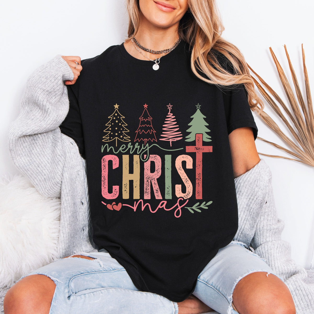 Merry Christ mas Cross | Christian Christmas Tee