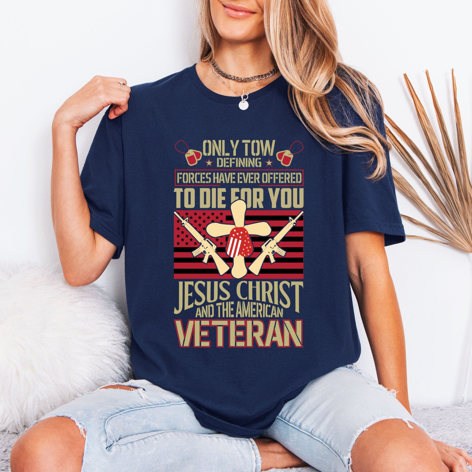 Christian American Veteran Tribute T-Shirt - Faith & Freedom Design
