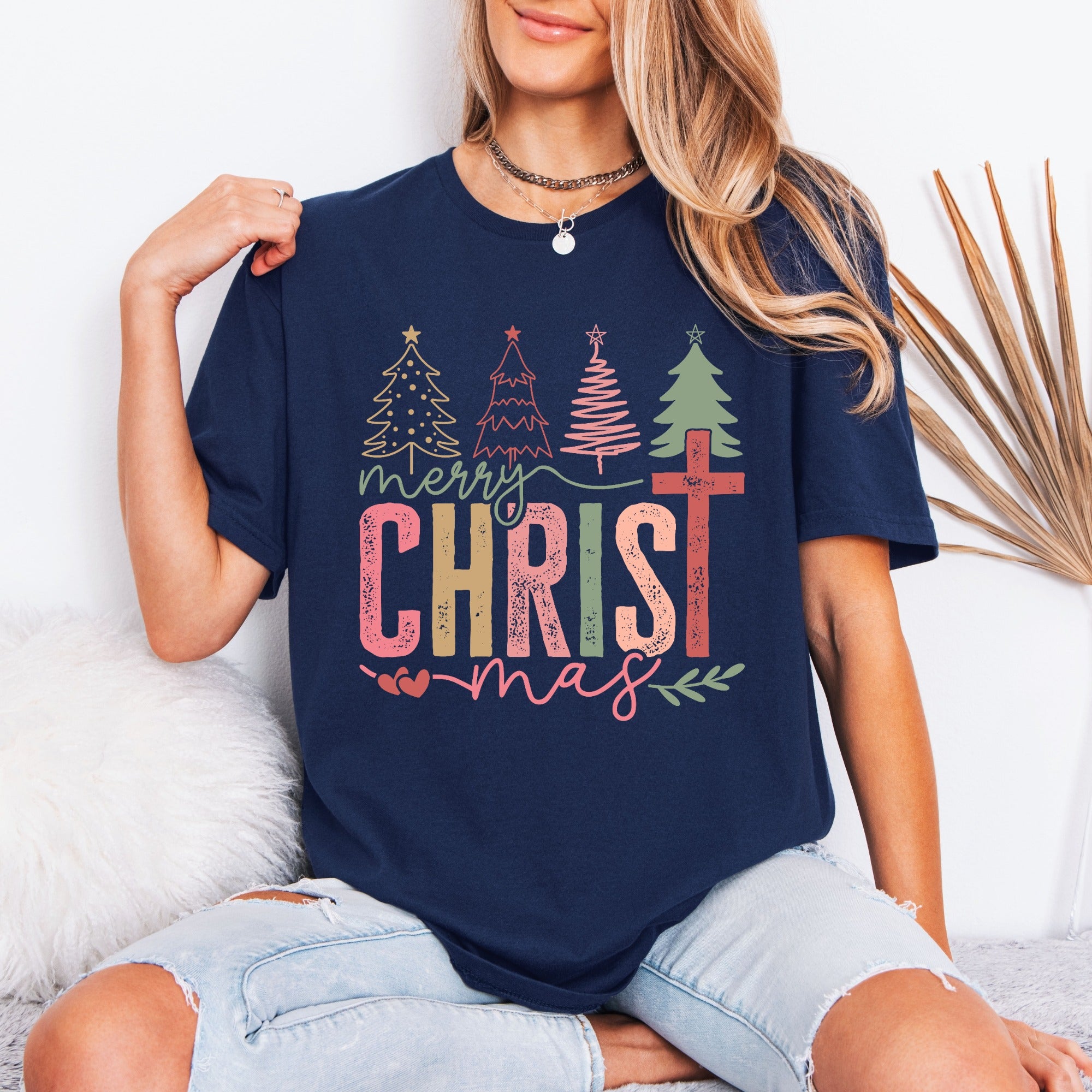 Merry Christ mas Cross | Christian Christmas Tee