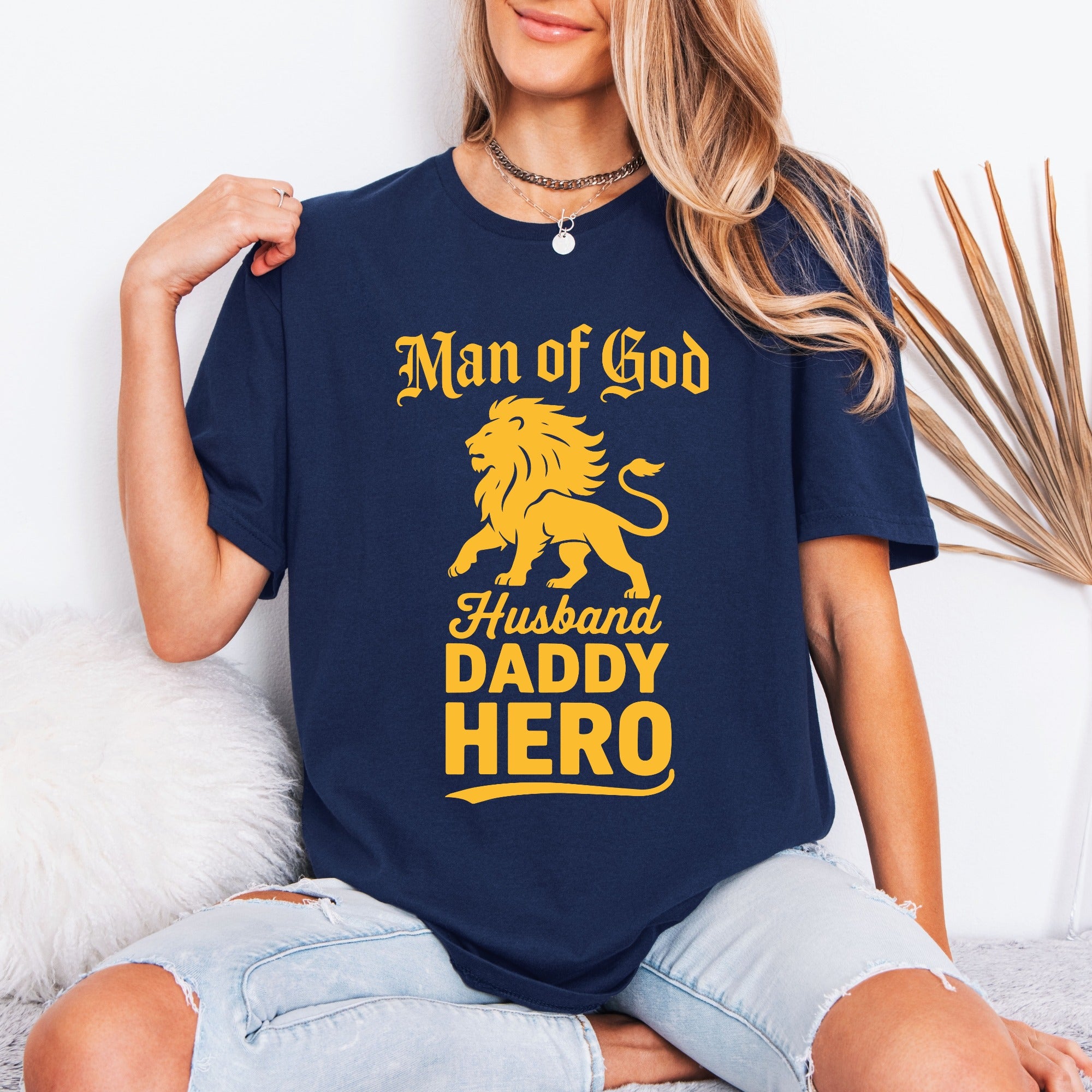 Man of God Husband Lion | Christian Fatherhood Tee