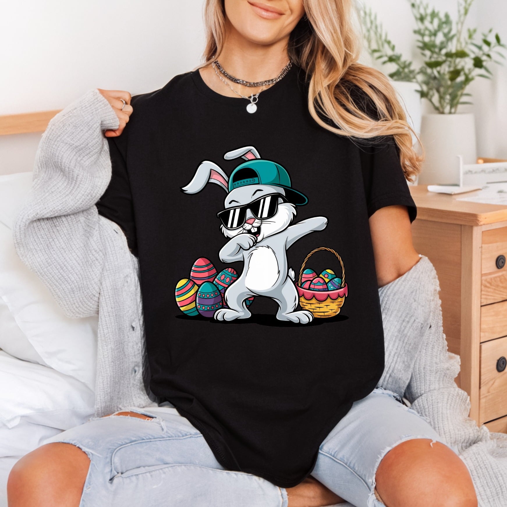 Dabbing Easter Bunny Hip Easter Spring Ready to Press DTF Transfer for Dtf