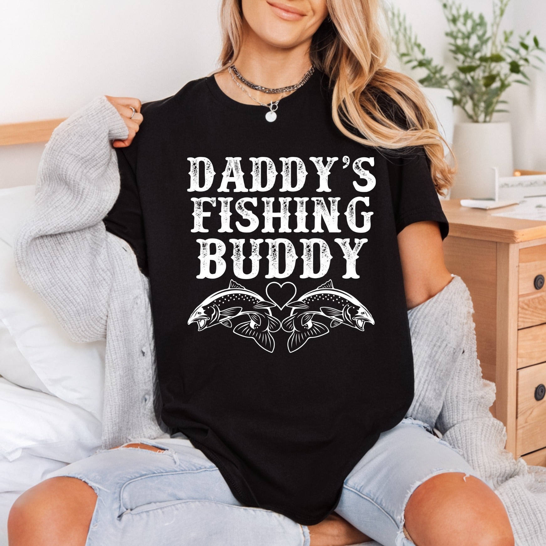 Daddy Fishing Buddy Rustic Dad Funny Ready to Press DTF Transfer for Dtf