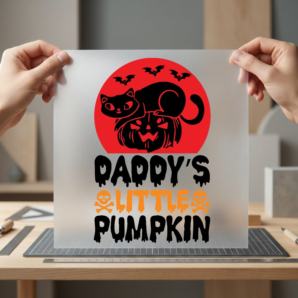 Daddy Little Pumpkin Cat Halloween Dad Ready to Press DTF Transfer for Dtf