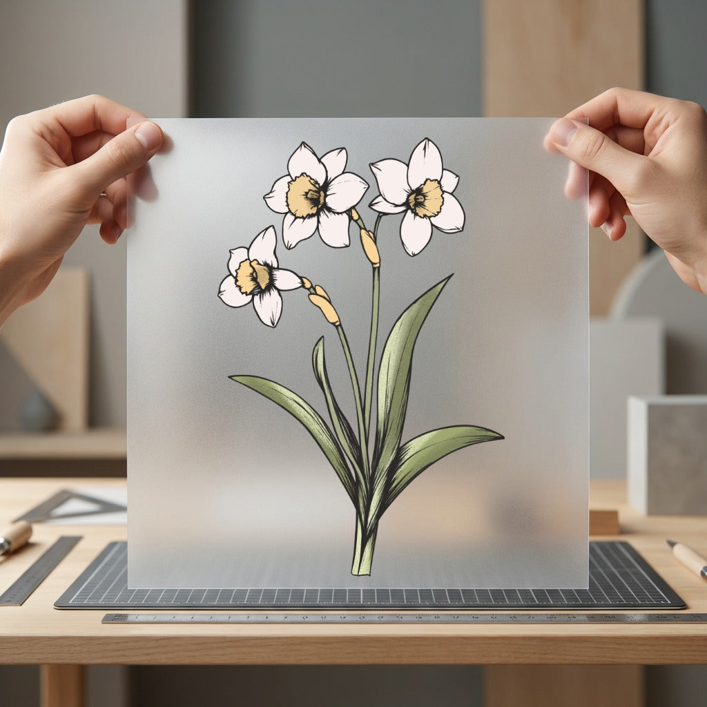 Daffodil Floral Botanical Sketch Spring Vintage Ready to Press DTF Transfer for Dtf