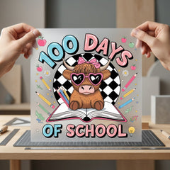 Days School Highland Cow Cute Animals Collection Student Life Collection Ready to Press DTF Transfer for Dtf