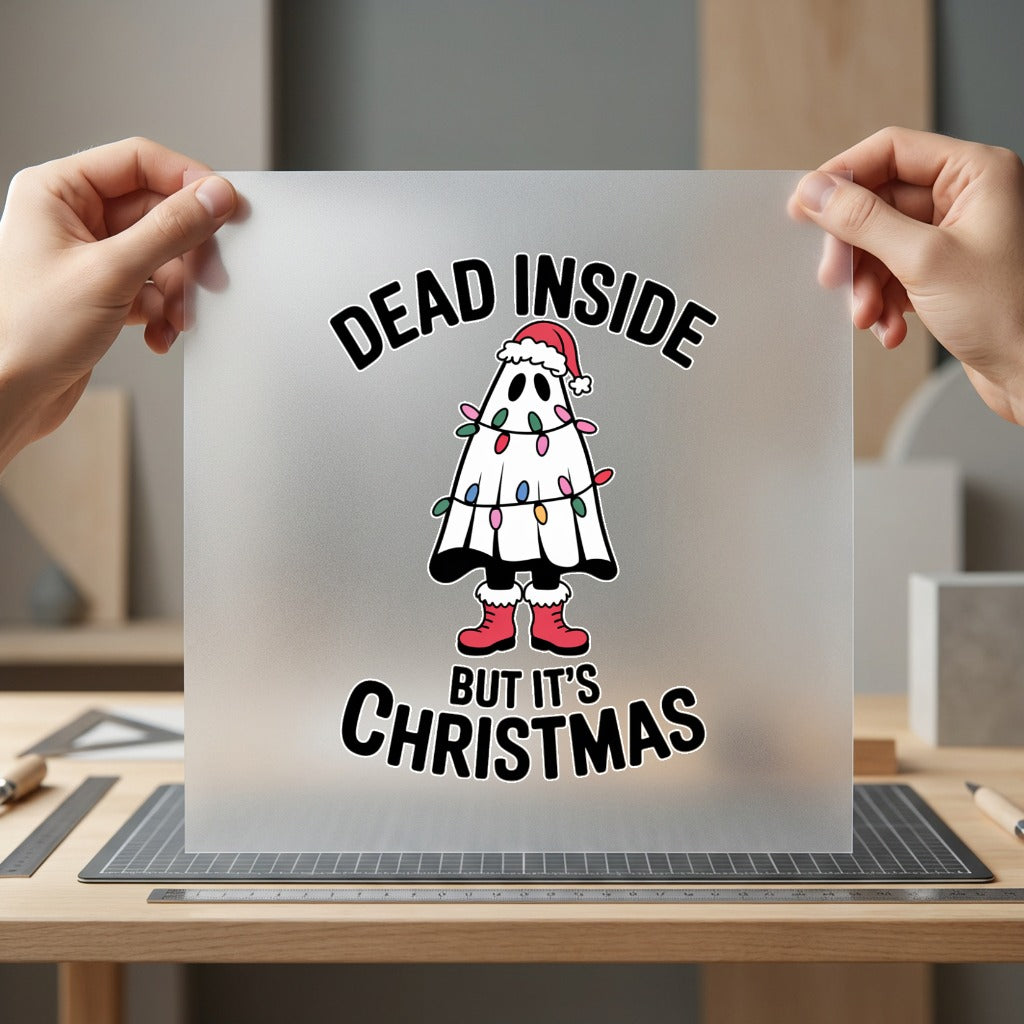 Dead Inside But Christmas Christmas Funny Ready to Press DTF Transfer for Dtf