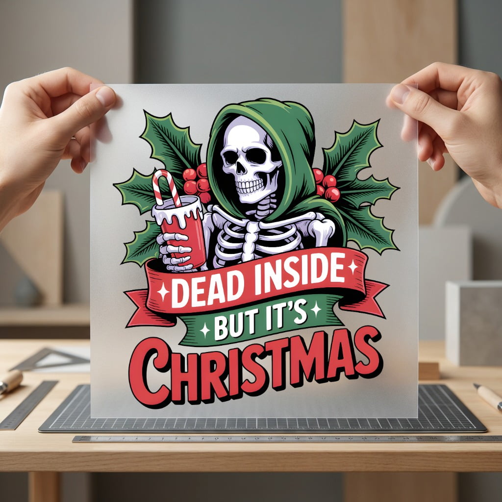Dead Inside But Christmas Christmas Funny Ready to Press DTF Transfer for Dtf