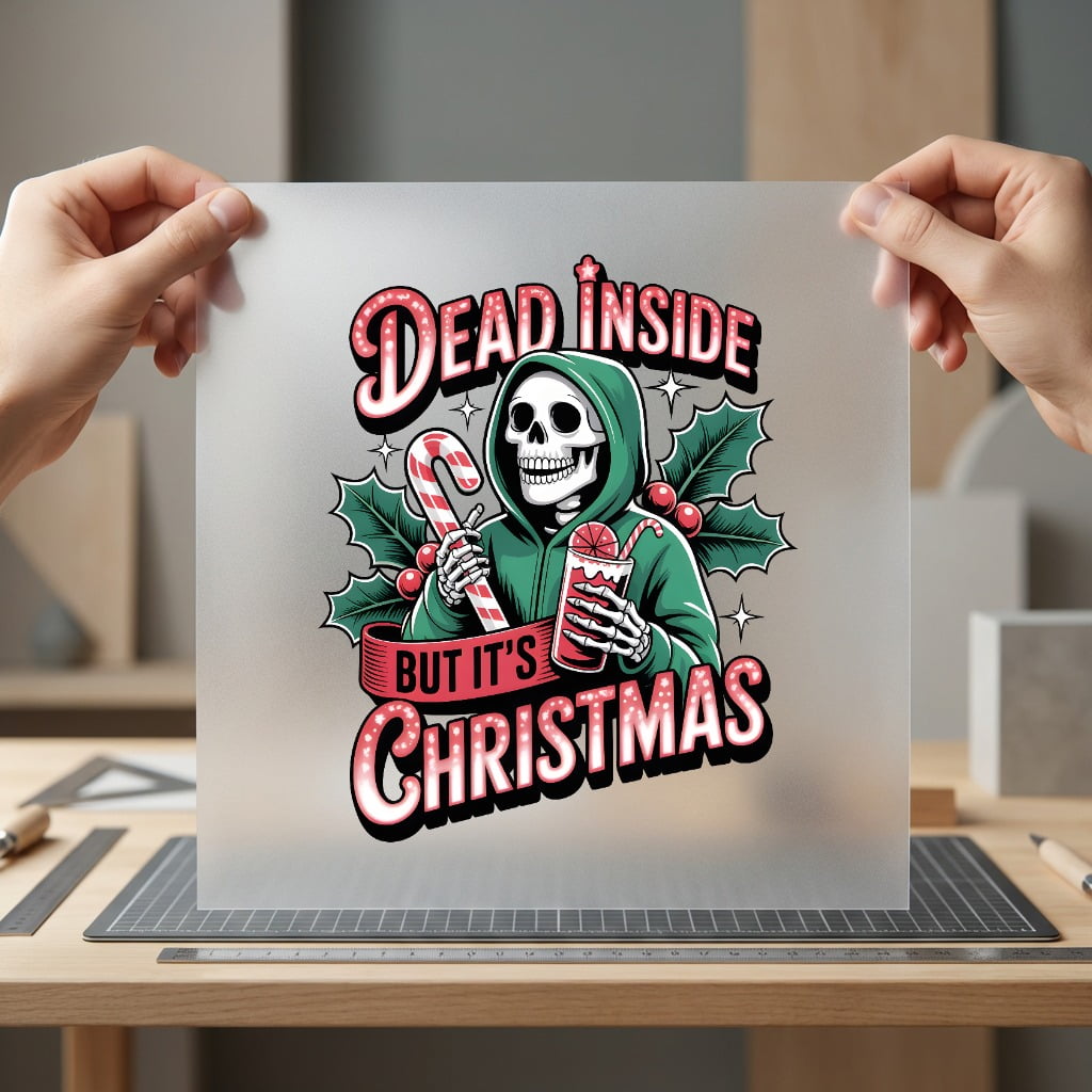 Dead Inside But Christmas Christmas Ready to Press DTF Transfer for Dtf