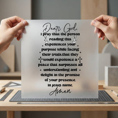 Dear God Prayer Faith-inspired Christian Faith Ready to Press DTF Transfer for Dtf