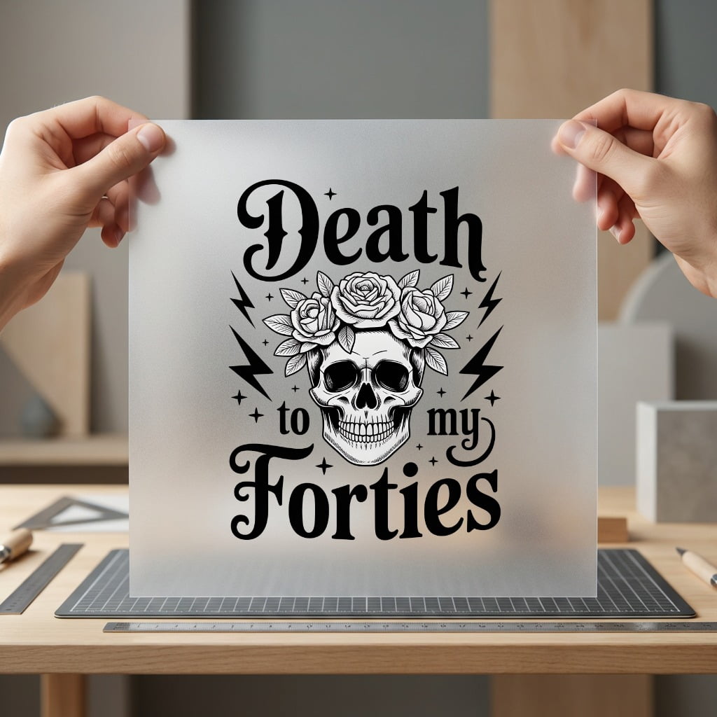 Death Forties Skull Birthday Funny Sarcastic Ready to Press DTF Transfer for Dtf