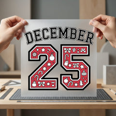 December Christmas Countdown Diy Christmas Winter Ready to Press DTF Transfer for Dtf