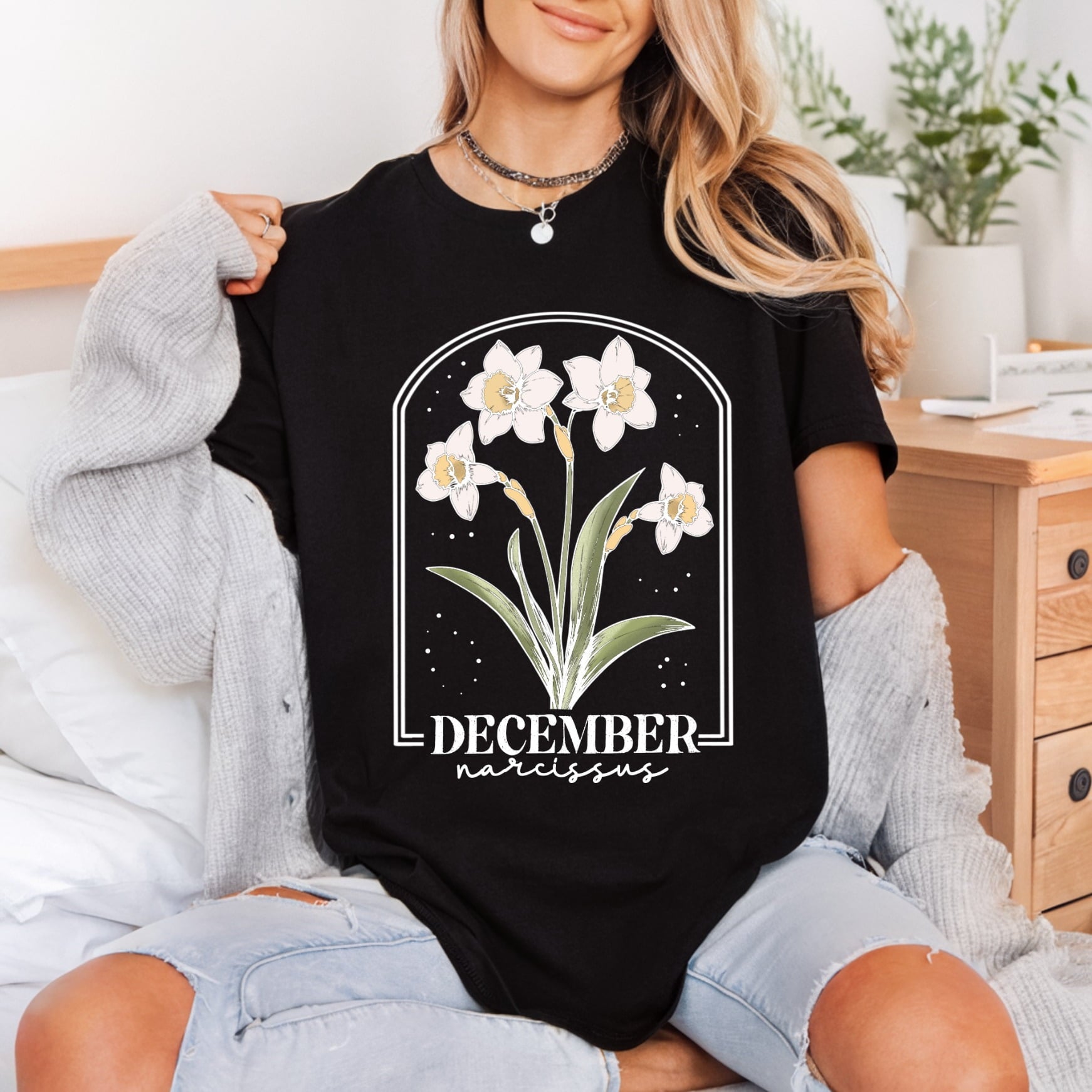 December Narcissus Flower Botanical Aesthetic Ready to Press DTF Transfer for Dtf