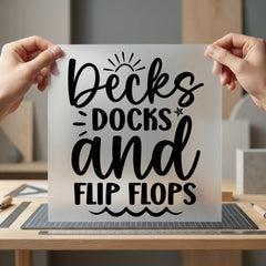 Decks Docks Flip Flops Summer Camping Ready to Press DTF Transfer for Dtf