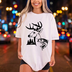 Deer Bass Outdoor Enthusiast Aesthetic Fishing Ready to Press DTF Transfer for Dtf