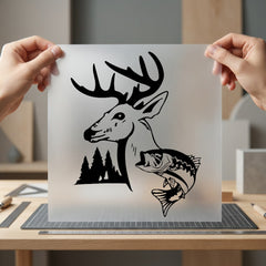 Deer Bass Outdoor Enthusiast Aesthetic Fishing Ready to Press DTF Transfer for Dtf