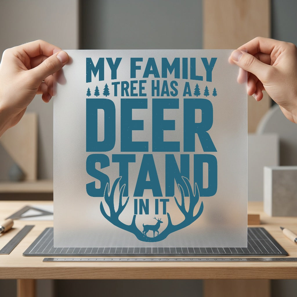 Deer Stand Family Tree Vintage Retro Ready to Press DTF Transfer for Dtf