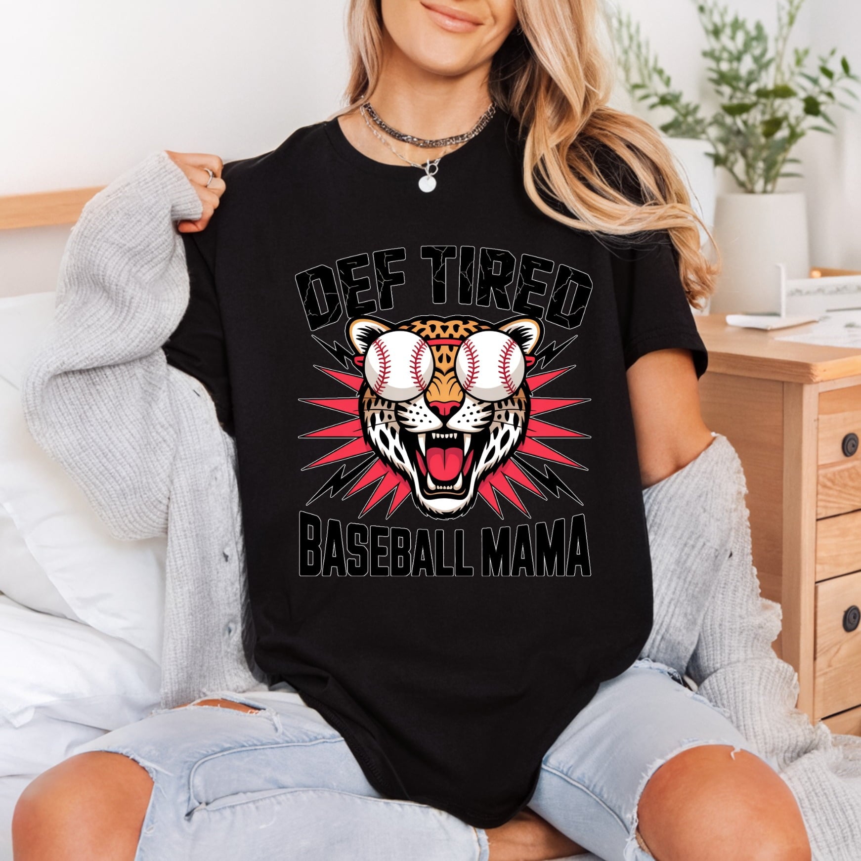 Def Tired Baseball Mama Mom Funny Ready to Press DTF Transfer for Dtf