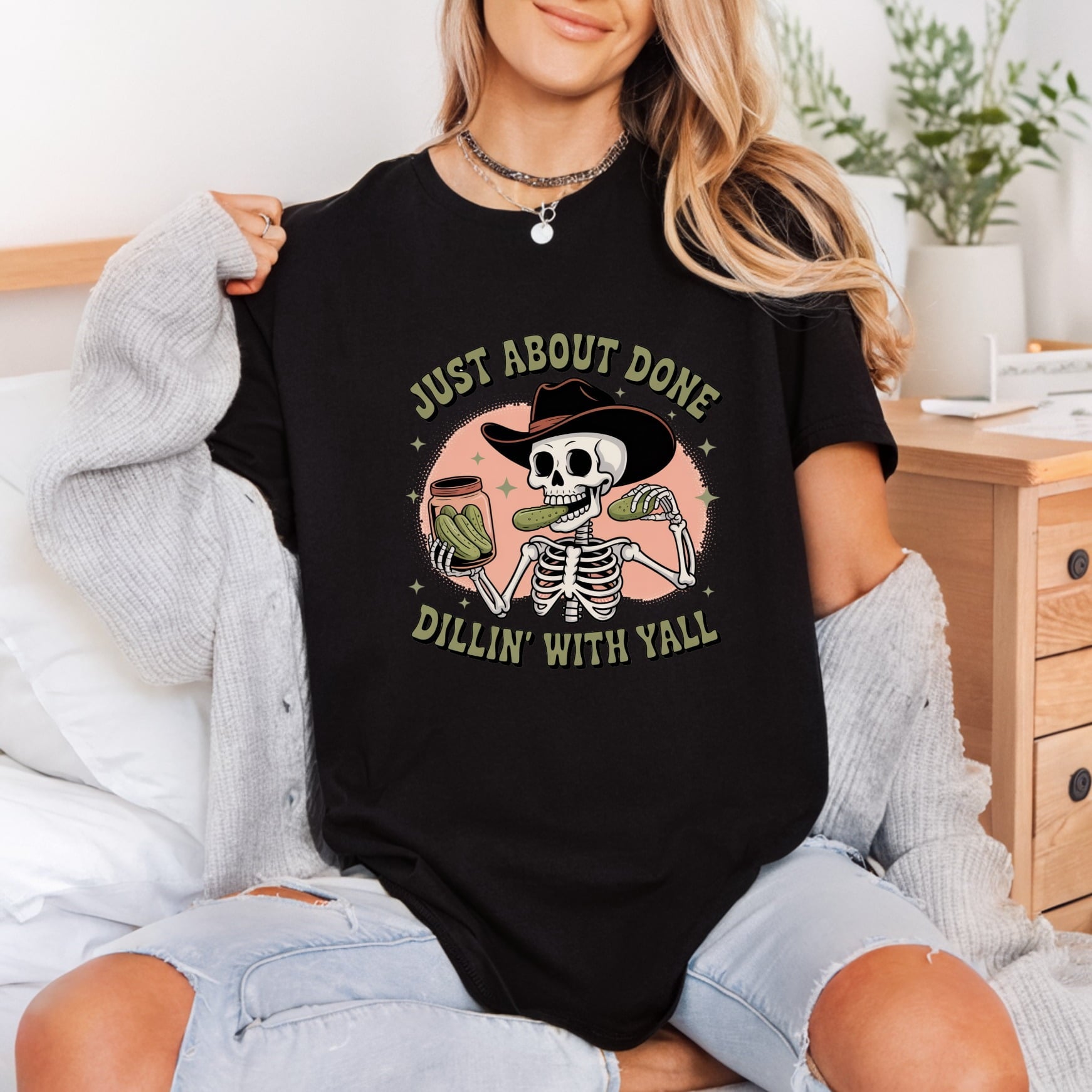 Dillin All Skeleton Humorous Usa Halloween Ready to Press DTF Transfer for Dtf