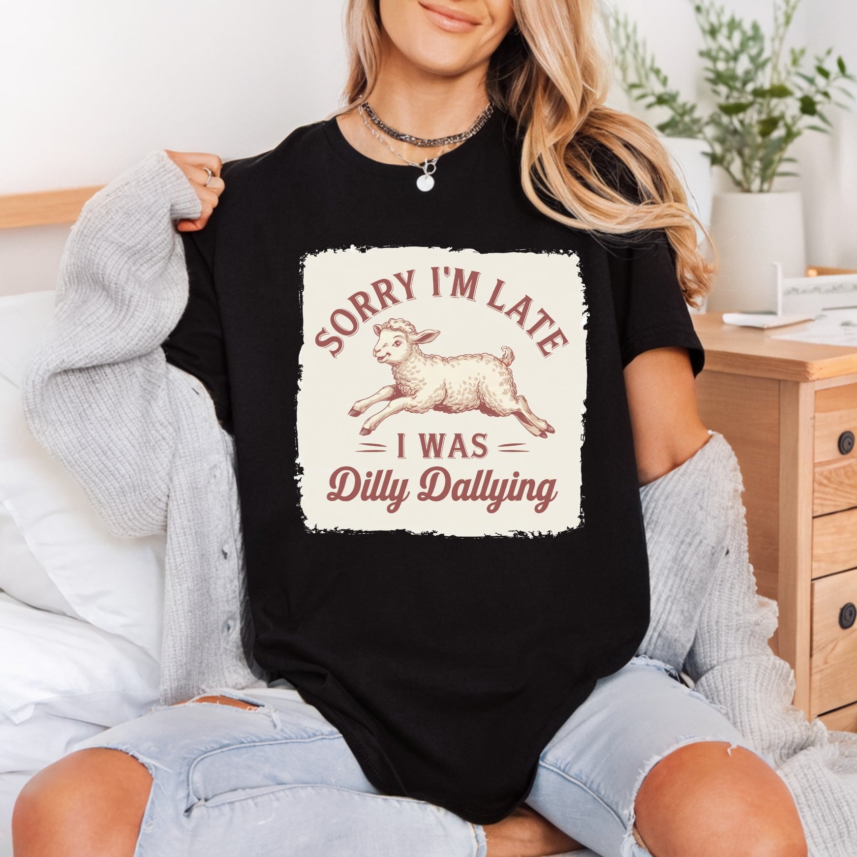 Dilly Dallying Lamb Funny Funny Sarcastic Ready to Press DTF Transfer for Dtf