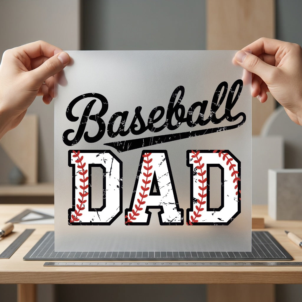Distressed Baseball Dad Sports Dad Fitness Ready to Press DTF Transfer for Dtf