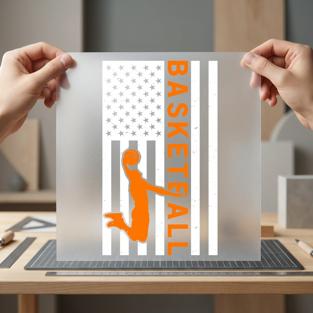 Distressed Basketball Player Flag Usa American Ready to Press DTF Transfer for Dtf