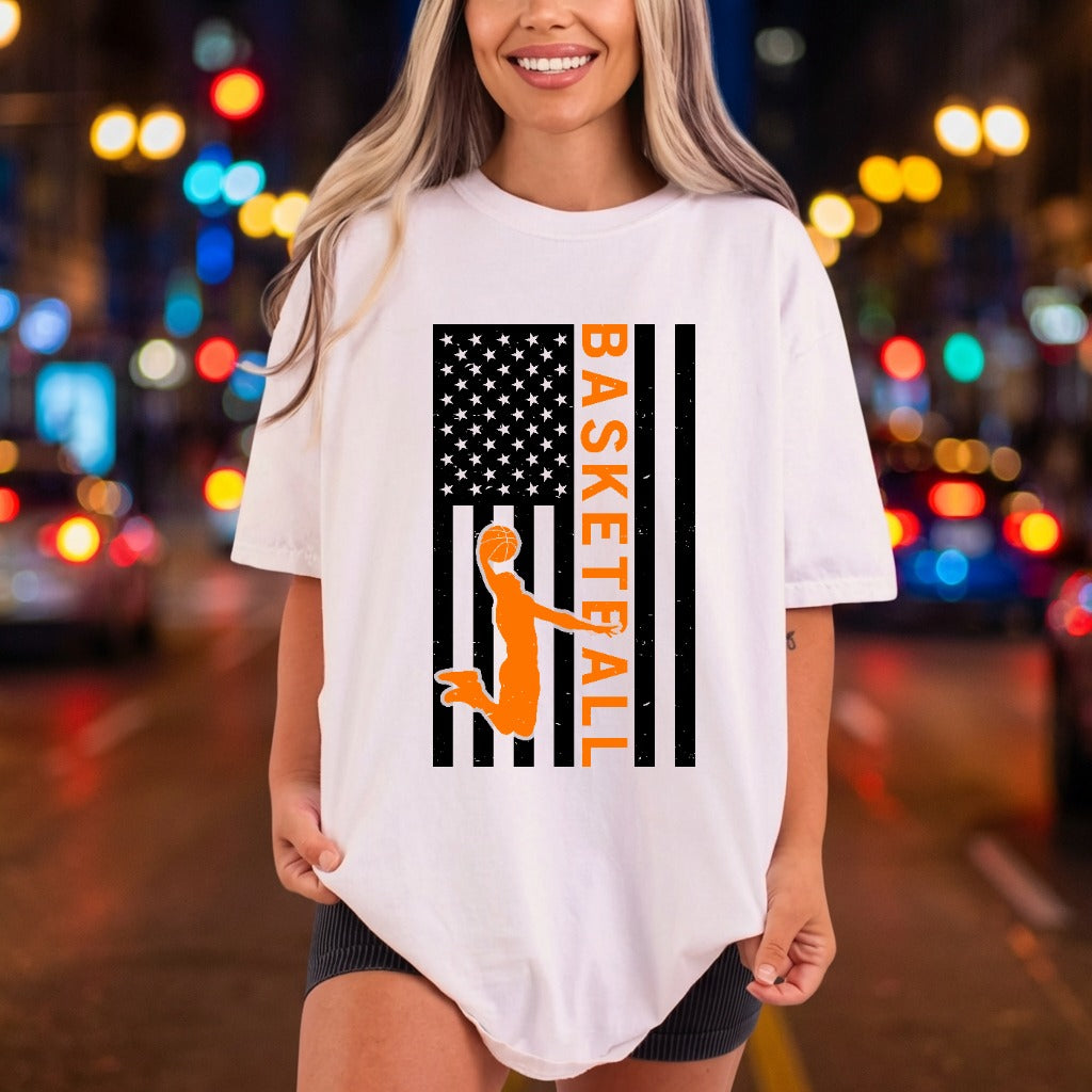 Distressed Basketball Player Flag Usa American Ready to Press DTF Transfer for Dtf