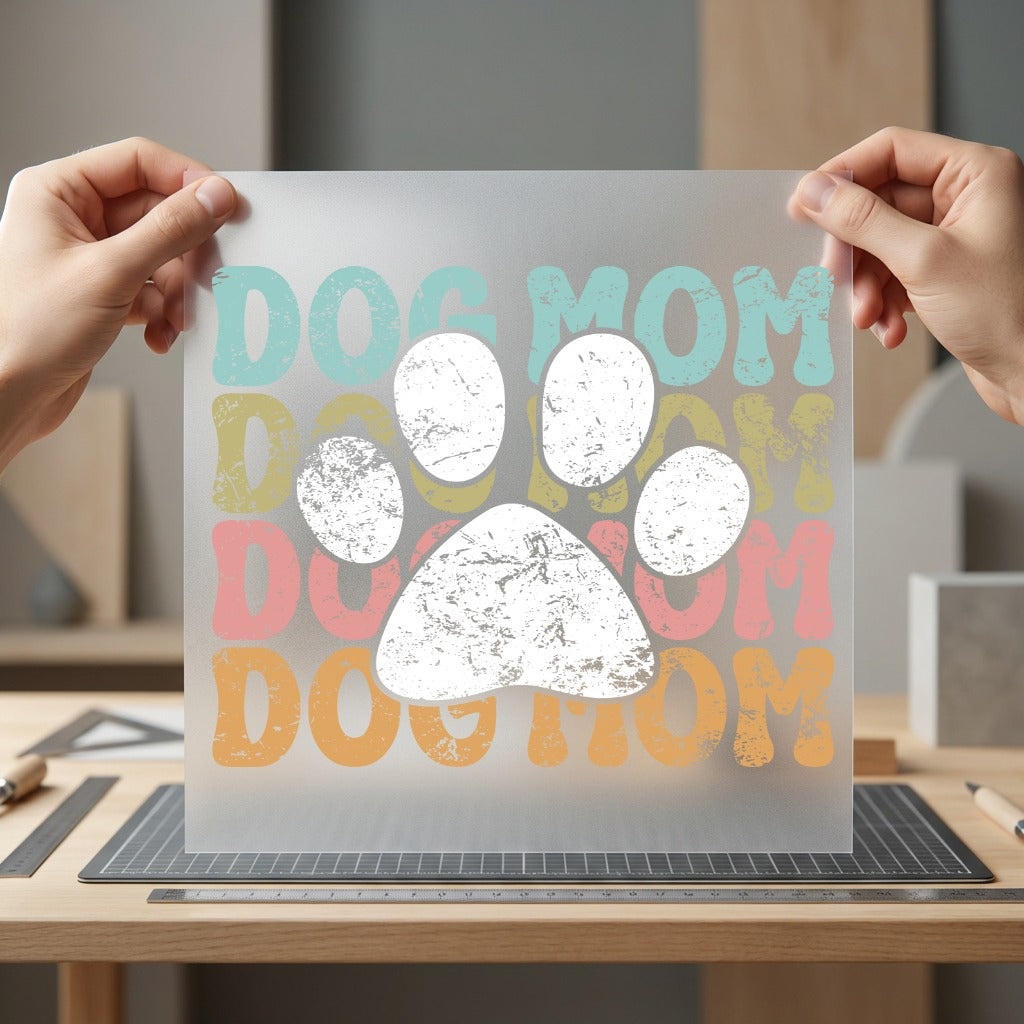 Distressed Dog Mom Paw Mom Dad Ready to Press DTF Transfer for Dtf