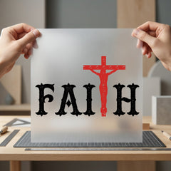 Distressed Faith Cross Religious Christian Faith Ready to Press DTF Transfer for Dtf