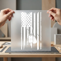 Distressed Flag Dog Tags Patriotic Usa Ready to Press DTF Transfer for Dtf