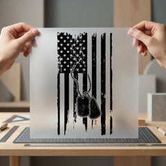 Distressed Flag Dog Tags Patriotic Usa Ready to Press DTF Transfer for Dtf