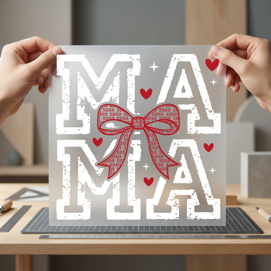 Distressed Mama Bow Retro Valentine Mom Ready to Press DTF Transfer for Dtf
