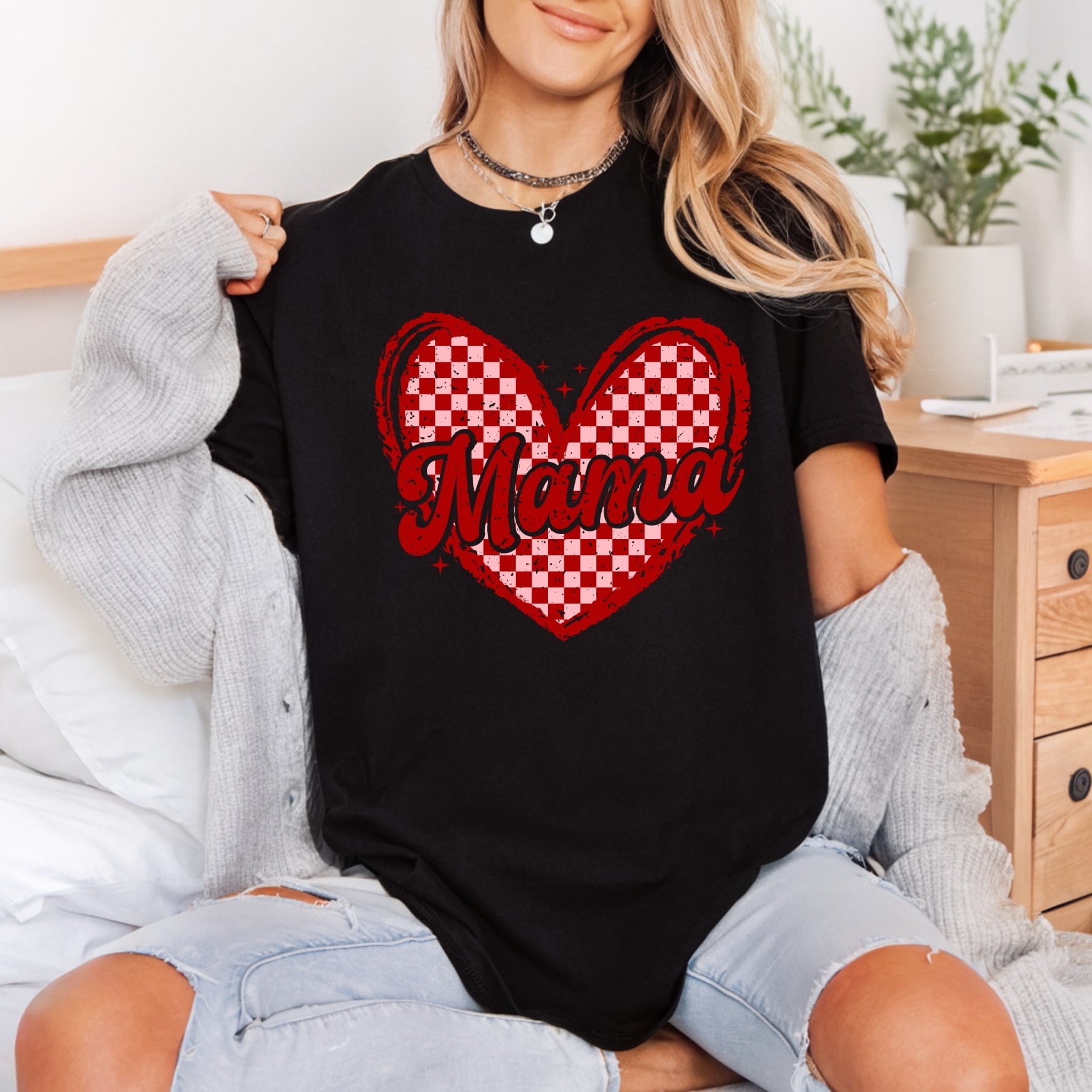 Distressed Mama Heart Retro Valentine Mom Ready to Press DTF Transfer for Dtf